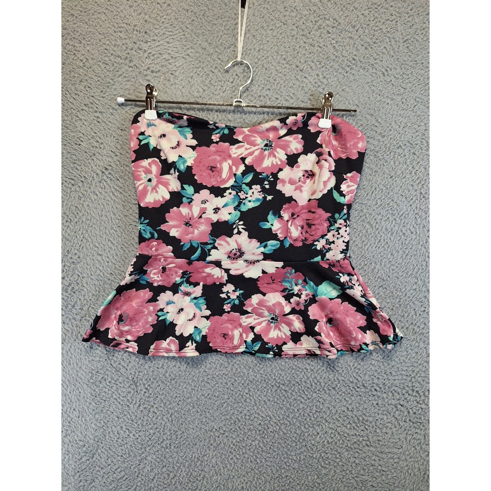 Krush Top Womens Large‎ Multicolor Floral Strapless Sweetheart Y2K Boho USA Made